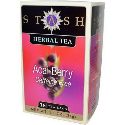 Stash Tea, Premium, Acai Berry Herbal Tea, Caffeine Free, 18 Tea Bags 34g