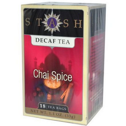 Stash Tea, Premium, Decaf Chai Spice Tea, 18 Tea Bags 33g