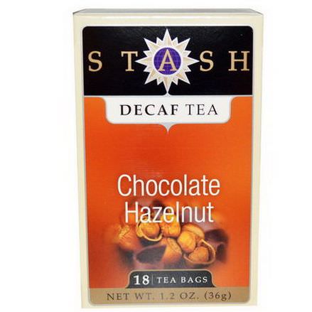 Stash Tea, Premium, Decaf Tea, Chocolate Hazelnut, 18 Tea Bags 36g
