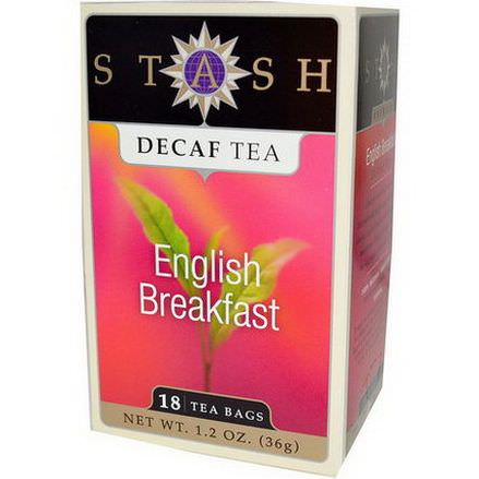 Stash Tea, Premium, Decaf Tea, English Breakfast, 18 Tea Bags 36g