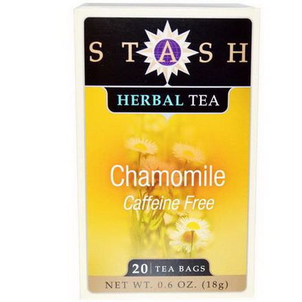 Stash Tea, Premium, Herbal Tea, Chamomile, Caffeine Free, 20 Tea Bags 18g