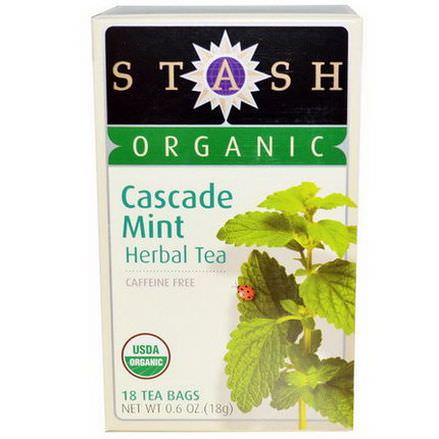 Stash Tea, Premium, Organic, Herbal Tea, Cascade Mint, Caffeine Free, 18 Tea Bags 18g