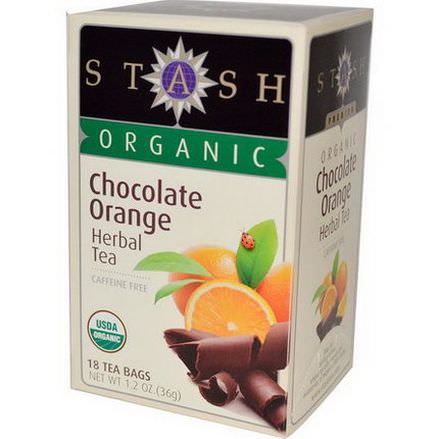 Stash Tea, Organic, Herbal Tea, Chocolate Orange, Caffeine Free, 18 Tea Bags 36g