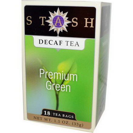 Stash Tea, Premium Green, Decaf Tea, 18 Tea Bags 33g