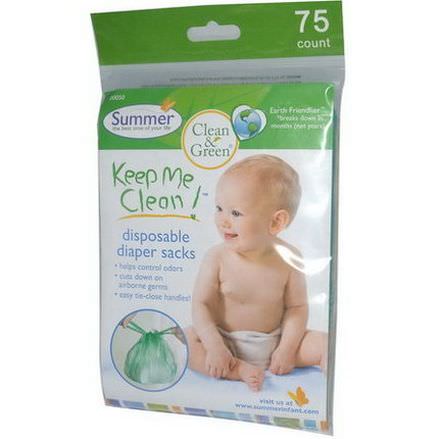 Summer Infant, Clean&Green, Keep Me Clean! Disposable Diaper Sacks, 75 Count