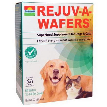 Sun Chlorella, Rejuv-A-Wafers, Superfood Supplement for Dogs&Cats, 60 Wafers