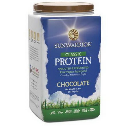 Sunwarrior, Classic Protein, Sprouted&Fermented Raw Vegan Superfood, Chocolate 1 kg