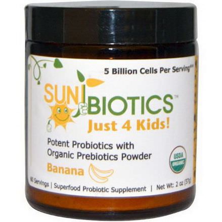 Sunbiotics, Just 4 Kids! Potent Probiotics with Organic Prebiotics Powder, Banana 57g
