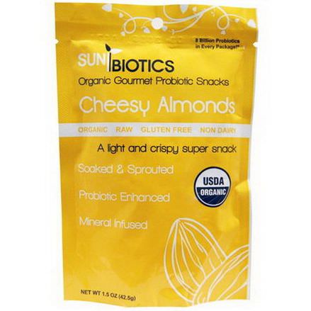 Sunbiotics, Organic Gourmet Probiotic Snacks, Cheesy Almonds 42.5g