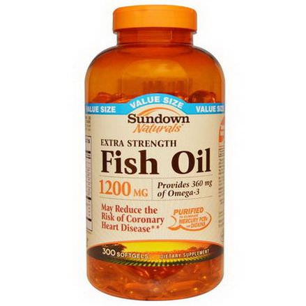 Rexall Sundown Naturals, Extra Strength Fish Oil, 1200mg, 300 Softgels