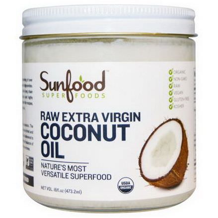 Sunfood, Coconut Oil, Raw Extra Virgin 473.2ml