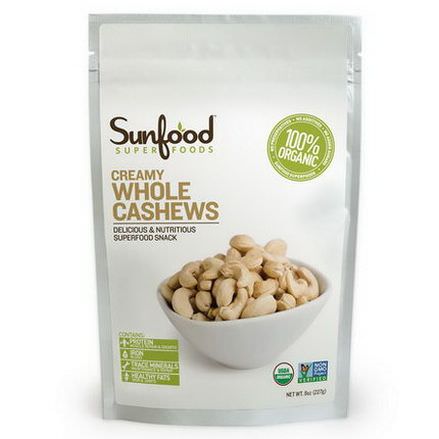 Sunfood, Creamy Whole Cashews 227g