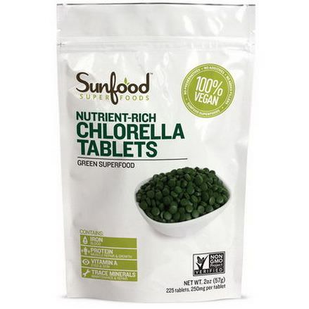 Sunfood, Nutrient-Rich Chlorella Tablets, 225 Tablets