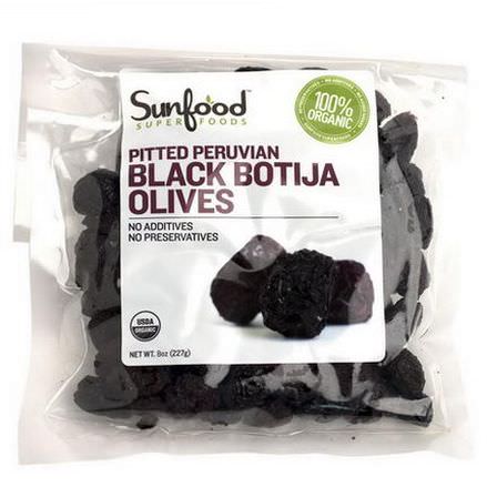 Sunfood, Organic, Pitted Peruvian Black Botija Olives 227g