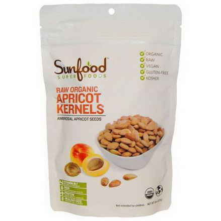 Sunfood, Raw Organic Apricot Kernels, Ambrosial Apricot Seeds 227g
