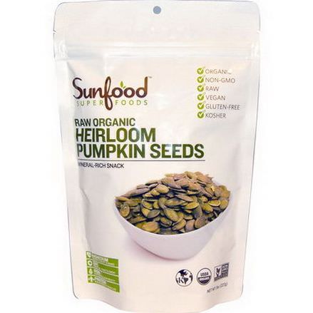 Sunfood, Raw Organic Heirloom Pumpkin Seeds 227g