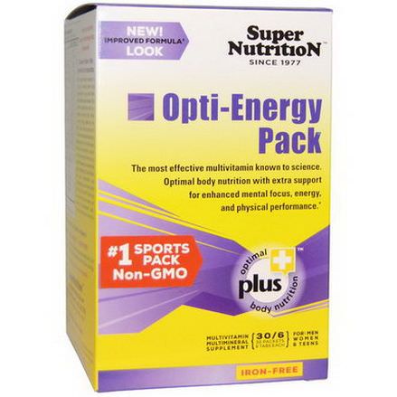 Super Nutrition, Opti-Energy Pack, Multivitamin/Mineral Supplement, Iron Free 6 Tabs Each