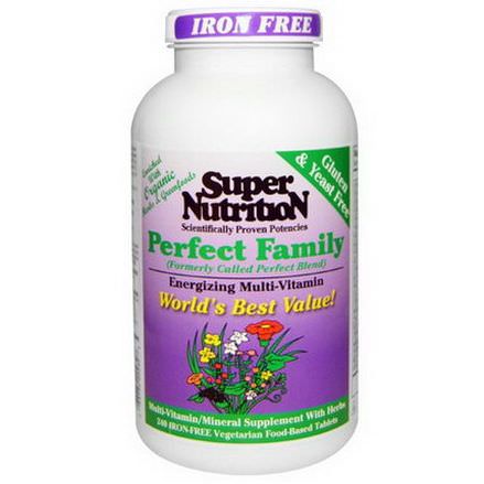 Super Nutrition, Perfect Family, Energizing Multi-Vitamin, Iron Free, 240 Veggie Food-Based Tablets