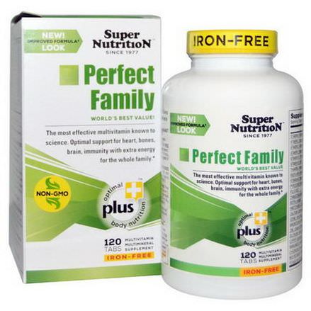 Super Nutrition, Perfect Family, Multivitamin/Multimineral Supplement, Iron-Free, 120 Tabs