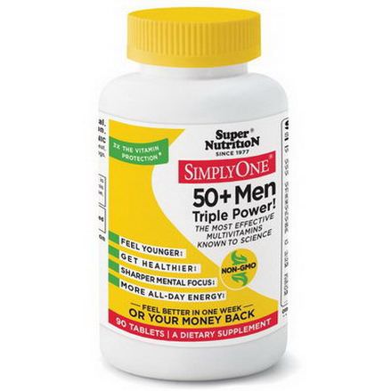 Super Nutrition, Simply One, 50+ Men Triple Power, 90 Tablets