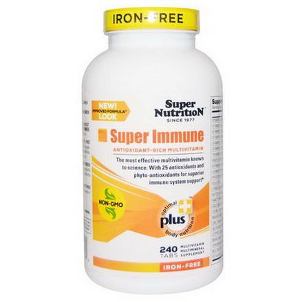 Super Nutrition, Super Immune, Antioxidant-Rich Multivitamin, Iron-Free, 240 Tabs