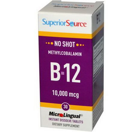 Superior Source, B-12, Methylcobalamin, 10,000mcg, 30 MicroLingual Instant Dissolve Tablets