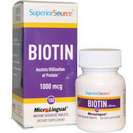 Superior Source, Biotin, 1000mcg, 100 MicroLingual Instant Dissolve Tablets