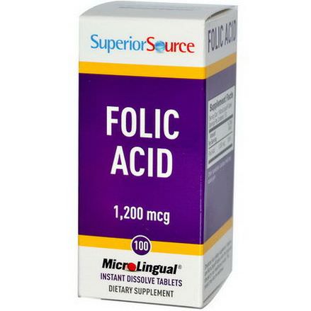 Superior Source, Folic Acid MicroLingual, 1,200mcg, 100 Tablets