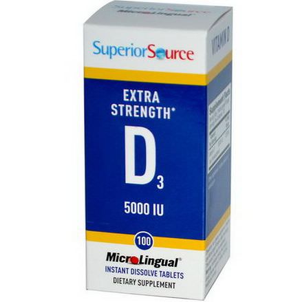 Superior Source, MicroLingual, Extra Strength Vitamin D3, 5000 IU, 100 Tablets