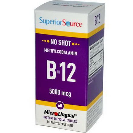 Superior Source, MicroLingual, Methylcobalamin B12, 5000mcg, 60 Tablets