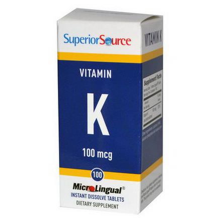 Superior Source, Vitamin K, 100mcg, 100 Microlingual Instant Dissolve Tablets
