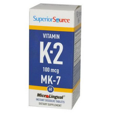 Superior Source, Vitamin K2, 100mcg, 60 Microlingual Instant Dissolve Tablets