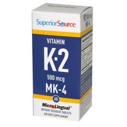 Superior Source, Vitamin K2, 500mcg, 60 MicroLingual Instant Dissolve Tablets