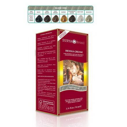 Surya Henna, Brasil Cream, Hair Coloring&Hair Treatment Cream, Silver Fox 70ml