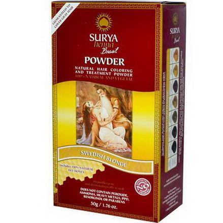 Surya Henna, Brasil Powder, Natural Hair Coloring and Treatment Powder, Swedish Blonde 50g