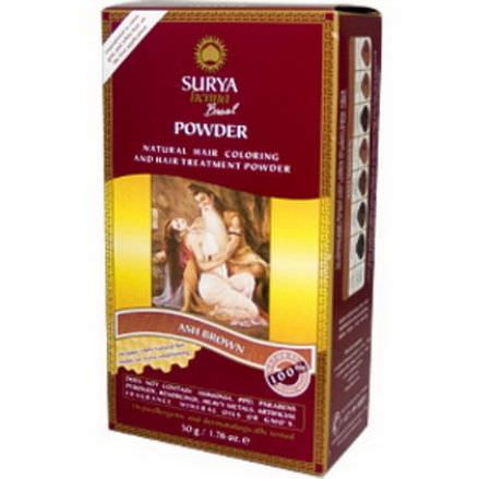 Surya Henna, Henna Brazil, Natural Hair Coloring and Hair Treatment Powder, Ash Brown 50g