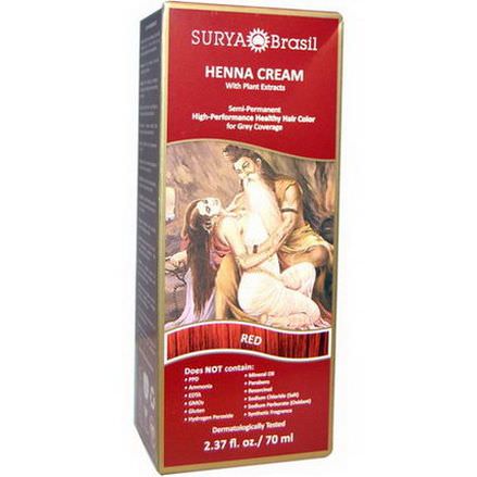Surya Henna, Henna Cream, Hair Color&Conditioner Treatment, Red 70ml