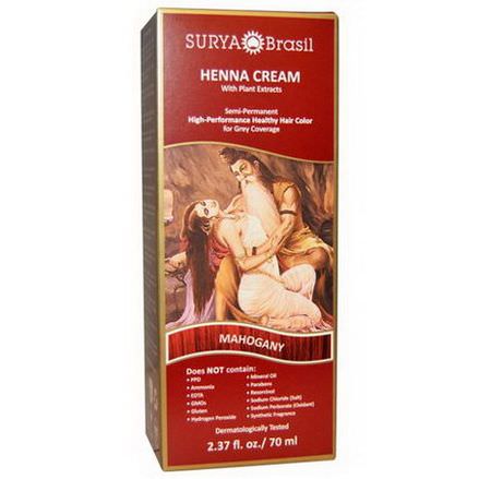 Surya Henna, Henna Cream, Hair Color and Condition Treatment, Mahogany 70ml