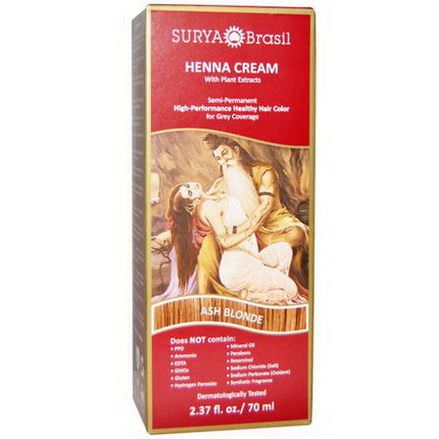 Surya Henna, Henna Cream, Hair Color and Conditioner, Ash Blonde 70ml