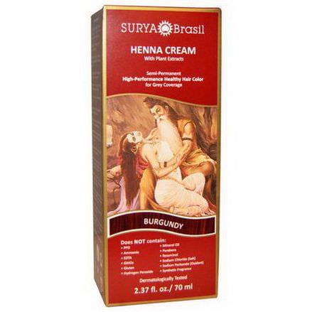 Surya Henna, Henna Cream, Hair Coloring&Conditioning Treatment, Burgundy 70ml