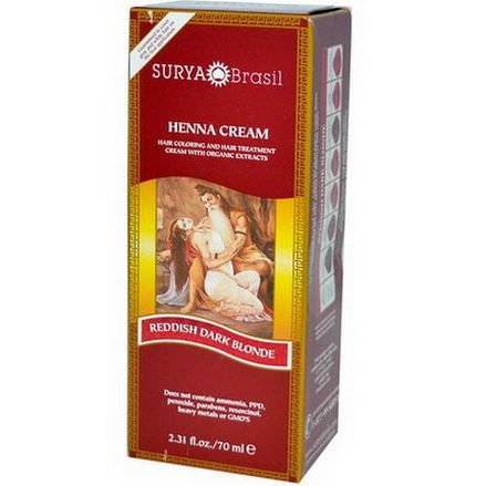 Surya Henna, Henna Cream, Hair Coloring&Hair Treatment, Reddish Dark Blonde 70ml