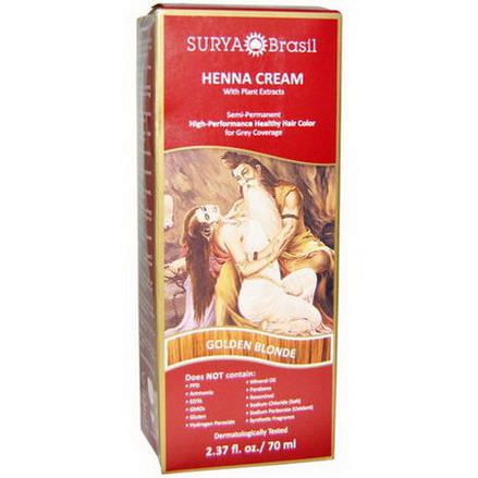 Surya Henna, Henna Cream, High-Performance Healthy Hair Color for Grey Coverage, Golden Blonde 70ml