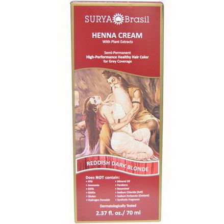 Surya Henna, Henna Cream, High-Performance Healthy Hair Color for Grey Coverage, Reddish Dark Blonde 70ml