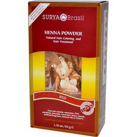 Surya Henna, Henna Powder, Natural Hair Coloring and Hair Treatment, Red 50g