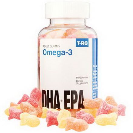 T.RQ, Adult Gummy Omega-3, DHA EPA, Lemon, Orange, Strawberry, 60 Gummies