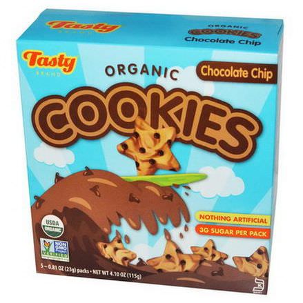 Tasty Brand, Organic Cookies, Chocolate Chip, 5 Packs 23g Each
