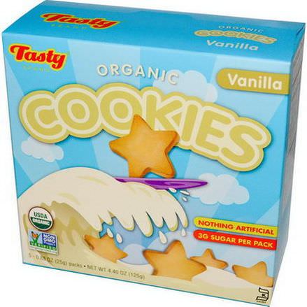 Tasty Brand, Organic Cookies, Vanilla, 5 Packs 25g Each
