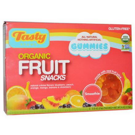 Tasty Brand, Organic Fruit Snacks, Gummies, Smoothie, Natural Flavors, 5 Pouches 23g Each