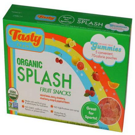 Tasty Brand, Organic Splash Fruit Snack Gummies, 5 Pouches 23g Each