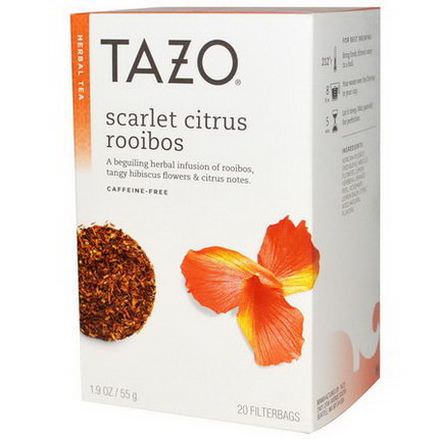 Tazo Teas, Herbal Tea, Scarlet Citrus Rooibos, Caffeine-Free, 20 Filterbags 55g